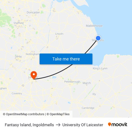 Fantasy Island, Ingoldmells to University Of Leicester map