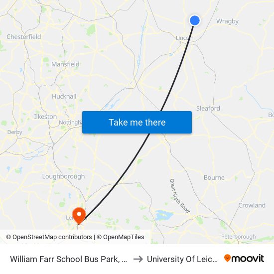 William Farr School Bus Park, Welton to University Of Leicester map