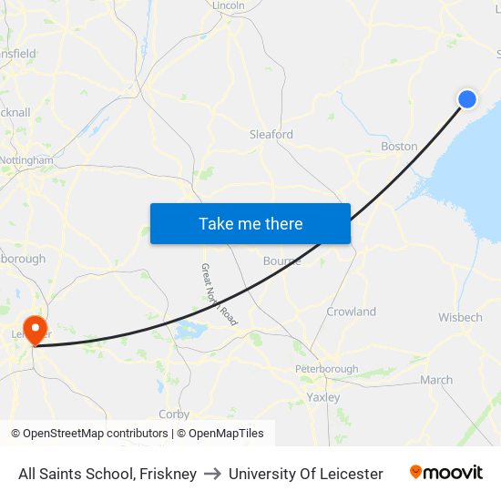 All Saints School, Friskney to University Of Leicester map