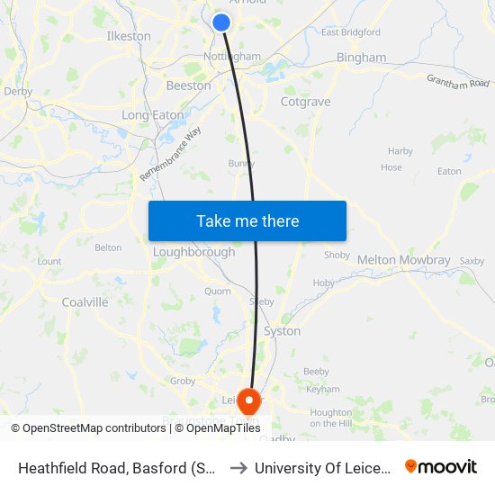 Heathfield Road, Basford (Sh49) to University Of Leicester map