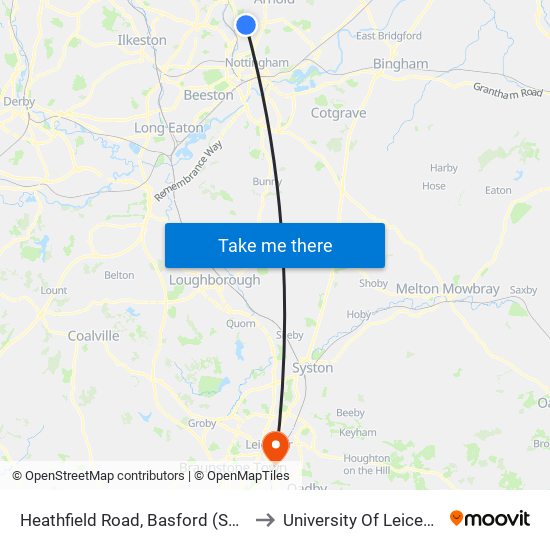 Heathfield Road, Basford (Sh52) to University Of Leicester map