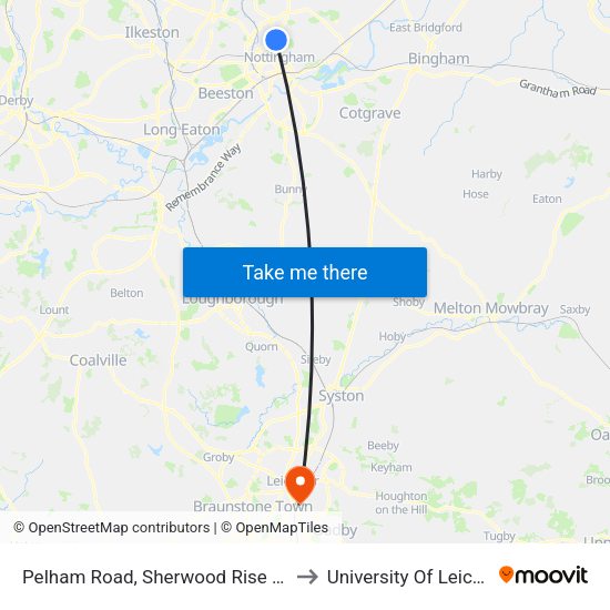Pelham Road, Sherwood Rise (Sh61) to University Of Leicester map