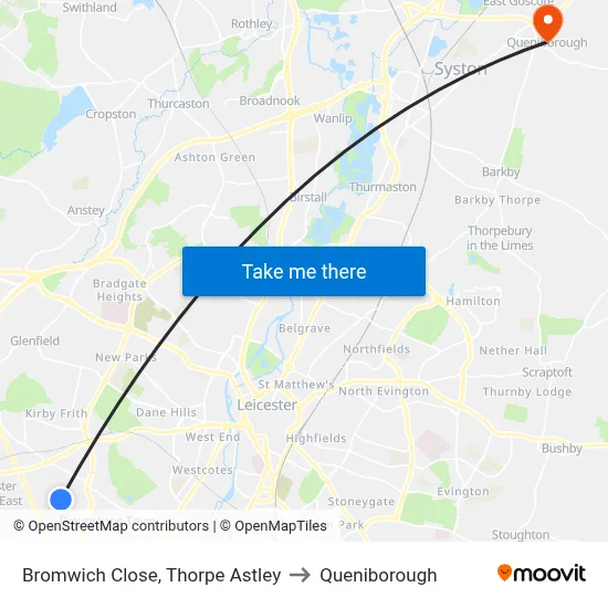 Bromwich Close, Thorpe Astley to Queniborough map