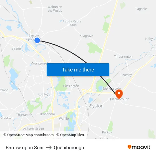 Barrow upon Soar to Queniborough map