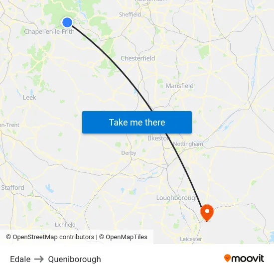 Edale to Queniborough map