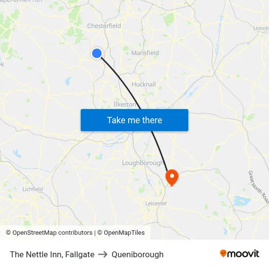 The Nettle Inn, Fallgate to Queniborough map