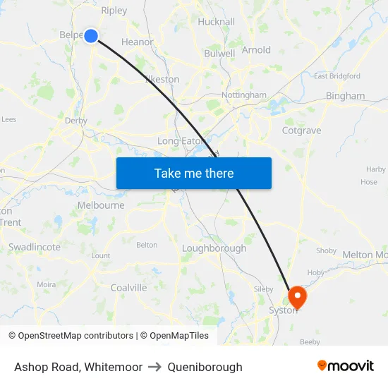 Ashop Road, Whitemoor to Queniborough map