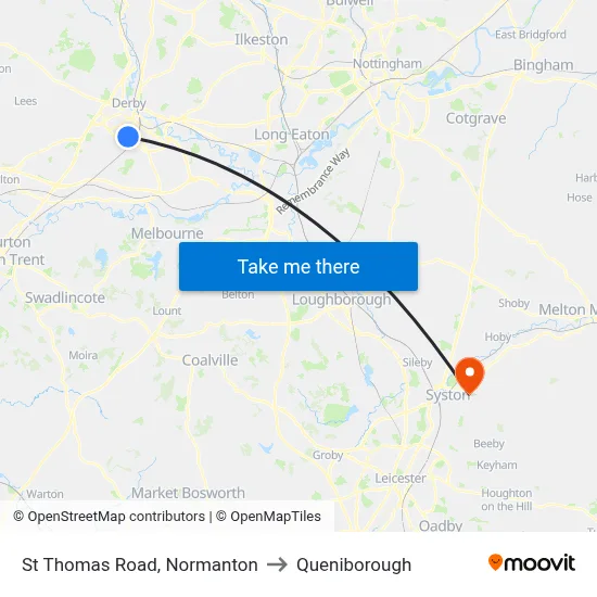 St Thomas Road, Normanton to Queniborough map