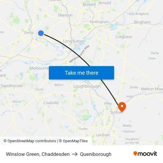 Winslow Green, Chaddesden to Queniborough map
