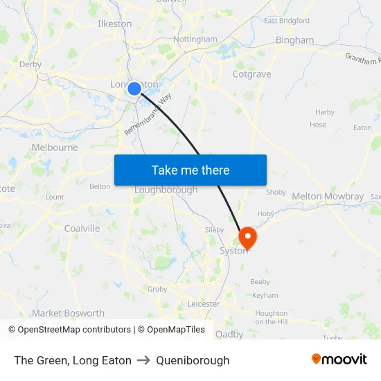 The Green, Long Eaton to Queniborough map