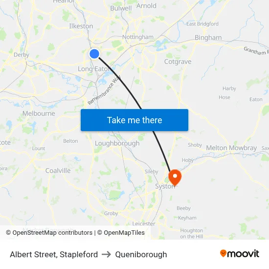 Albert Street, Stapleford to Queniborough map