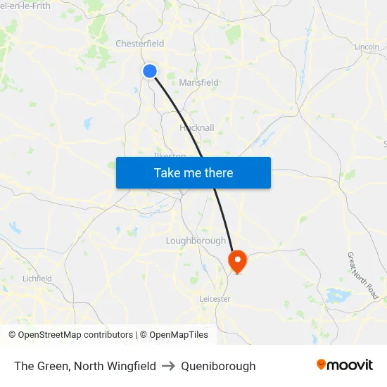 The Green, North Wingfield to Queniborough map