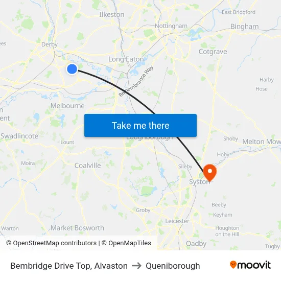 Bembridge Drive Top, Alvaston to Queniborough map
