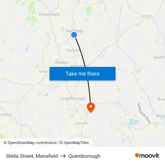 Stella Street, Mansfield to Queniborough map