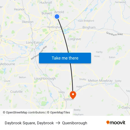 Daybrook Square, Daybrook to Queniborough map