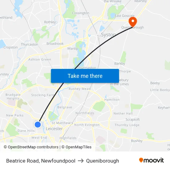 Beatrice Road, Newfoundpool to Queniborough map