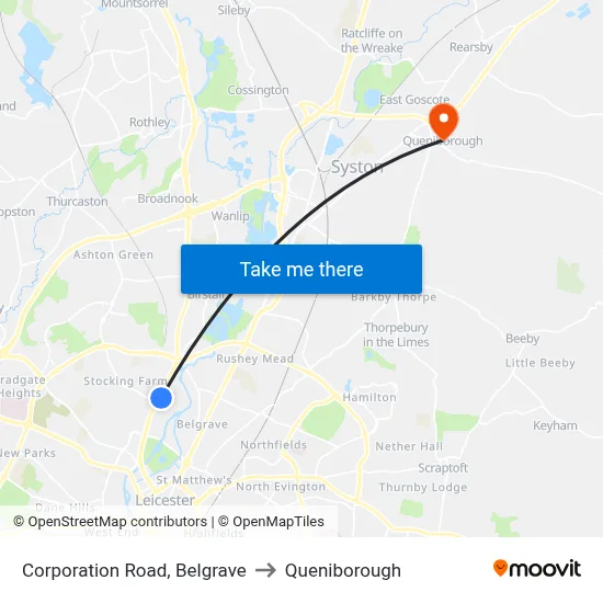 Corporation Road, Belgrave to Queniborough map