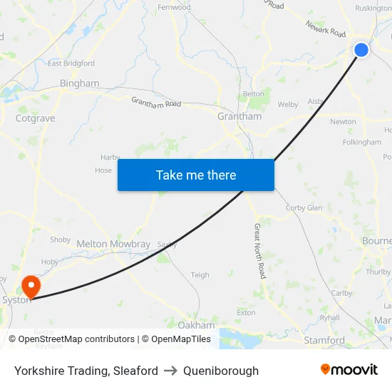 Yorkshire Trading, Sleaford to Queniborough map
