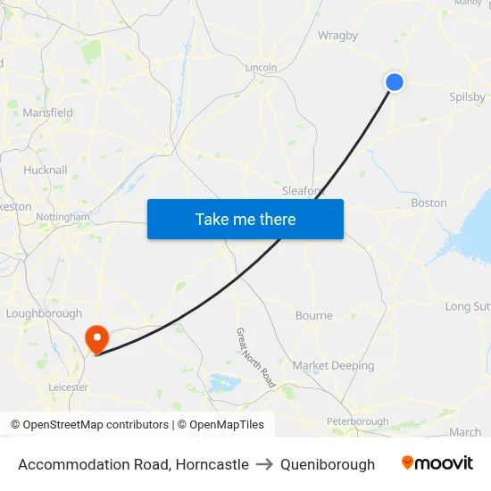Accommodation Road, Horncastle to Queniborough map