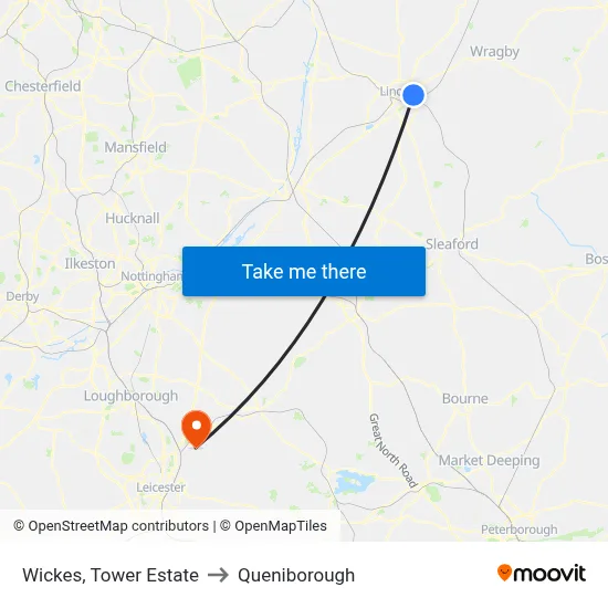Wickes, Tower Estate to Queniborough map