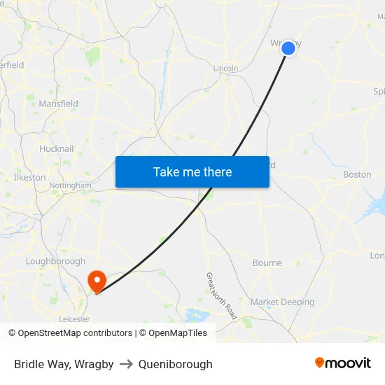 Bridle Way, Wragby to Queniborough map