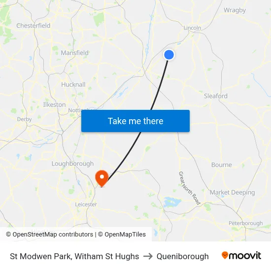 St Modwen Park, Witham St Hughs to Queniborough map
