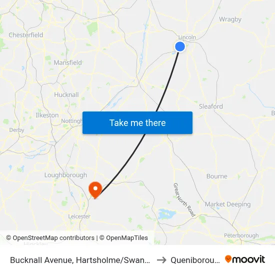 Bucknall Avenue, Hartsholme/Swanpool to Queniborough map