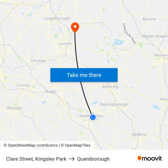 Clare Street, Kingsley Park to Queniborough map