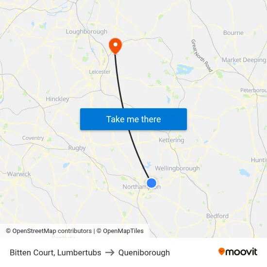 Bitten Court, Lumbertubs to Queniborough map