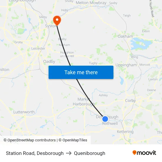 Station Road, Desborough to Queniborough map