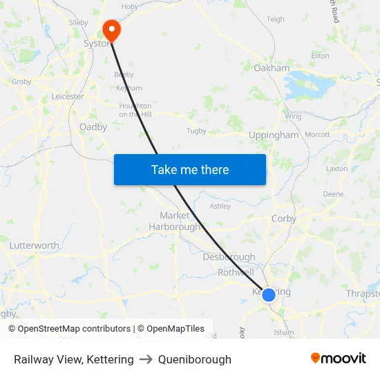 Railway View, Kettering to Queniborough map