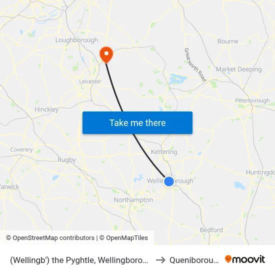 (Wellingb') the Pyghtle, Wellingborough to Queniborough map