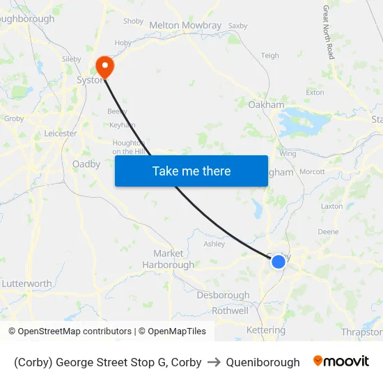 (Corby) George Street Stop G, Corby to Queniborough map