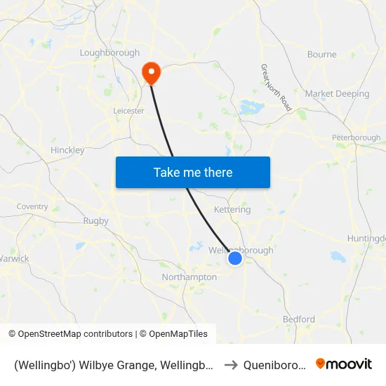 (Wellingbo') Wilbye Grange, Wellingborough to Queniborough map