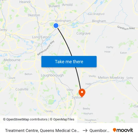 Treatment Centre, Queens Medical Centre (Qm20) to Queniborough map