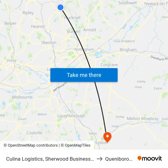Culina Logistics, Sherwood Business Park to Queniborough map