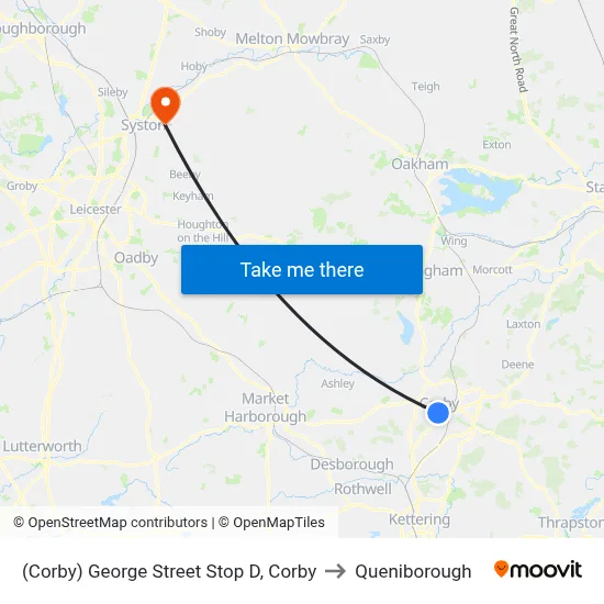 (Corby) George Street Stop D, Corby to Queniborough map