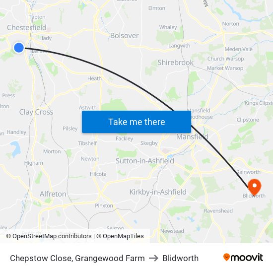 Chepstow Close, Grangewood Farm to Blidworth map