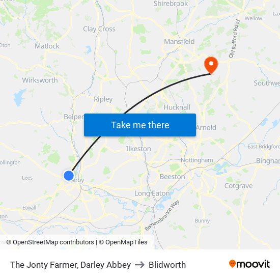 The Jonty Farmer, Darley Abbey to Blidworth map