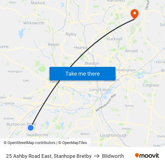 25 Ashby Road East, Stanhope Bretby to Blidworth map