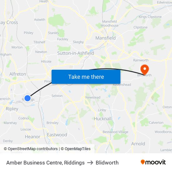 Amber Business Centre, Riddings to Blidworth map