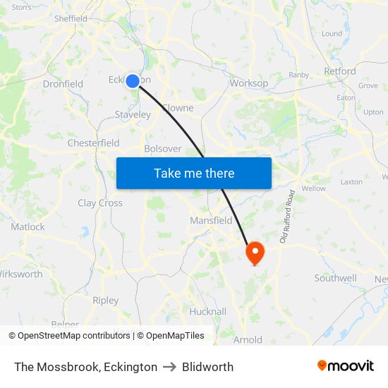 The Mossbrook, Eckington to Blidworth map