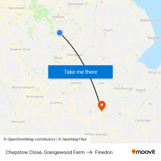 Chepstow Close, Grangewood Farm to Finedon map