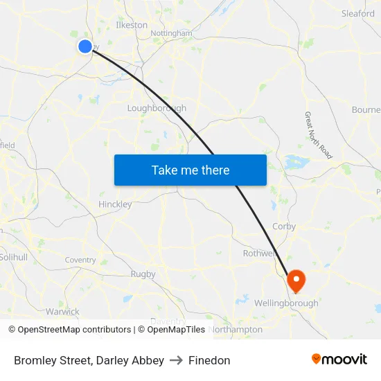 Bromley Street, Darley Abbey to Finedon map