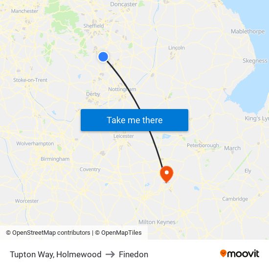 Tupton Way, Holmewood to Finedon map
