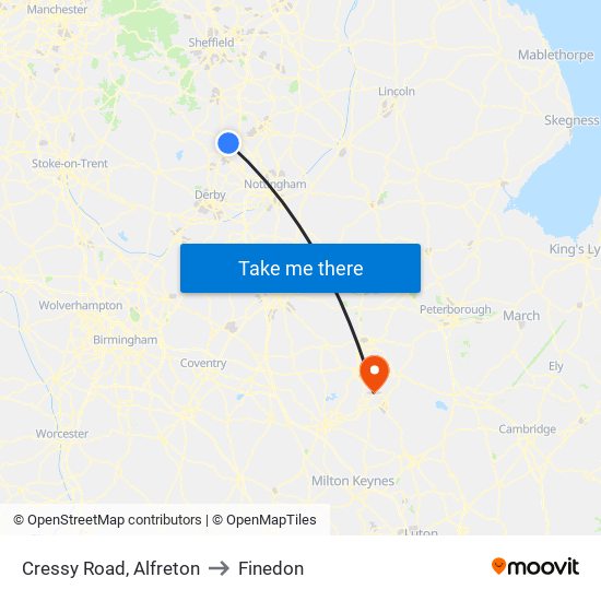 Cressy Road, Alfreton to Finedon map