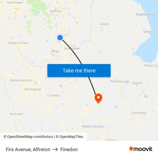 Firs Avenue, Alfreton to Finedon map