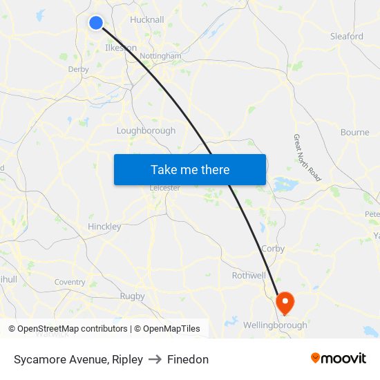 Sycamore Avenue, Ripley to Finedon map