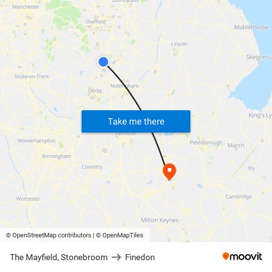 The Mayfield, Stonebroom to Finedon map
