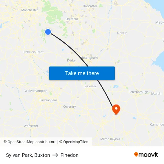 Sylvan Park, Buxton to Finedon map